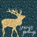 Gold Deer Christmas Card