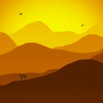 Sunset Mountains With Wild Animal