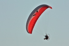 Man Flying Motorized Paraglider
