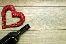 Red Glitter Heart And Wine Bottle