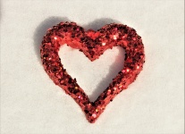 Red Glitter Heart In Snow Top View