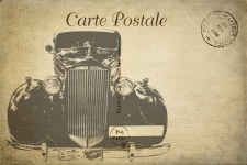 Retro Car Old Postcard