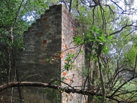 Section Of Old Brick Wall In Ruin
