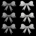 Six White Silver Bows