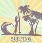 Surfer Retro Background Poster