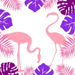 Tropical Leaves & Flamingo
