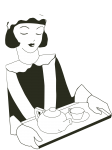 Waitress, Maid Retro Illustration
