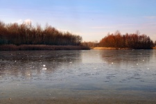 Winter Lake Ice Surface Landscape