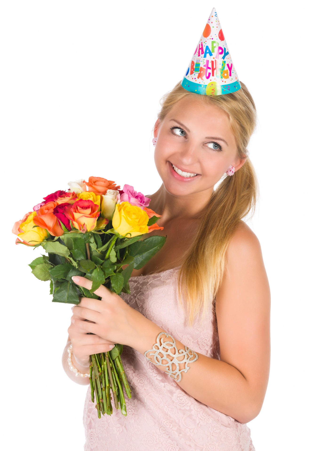 Birthday Girl With Flowers