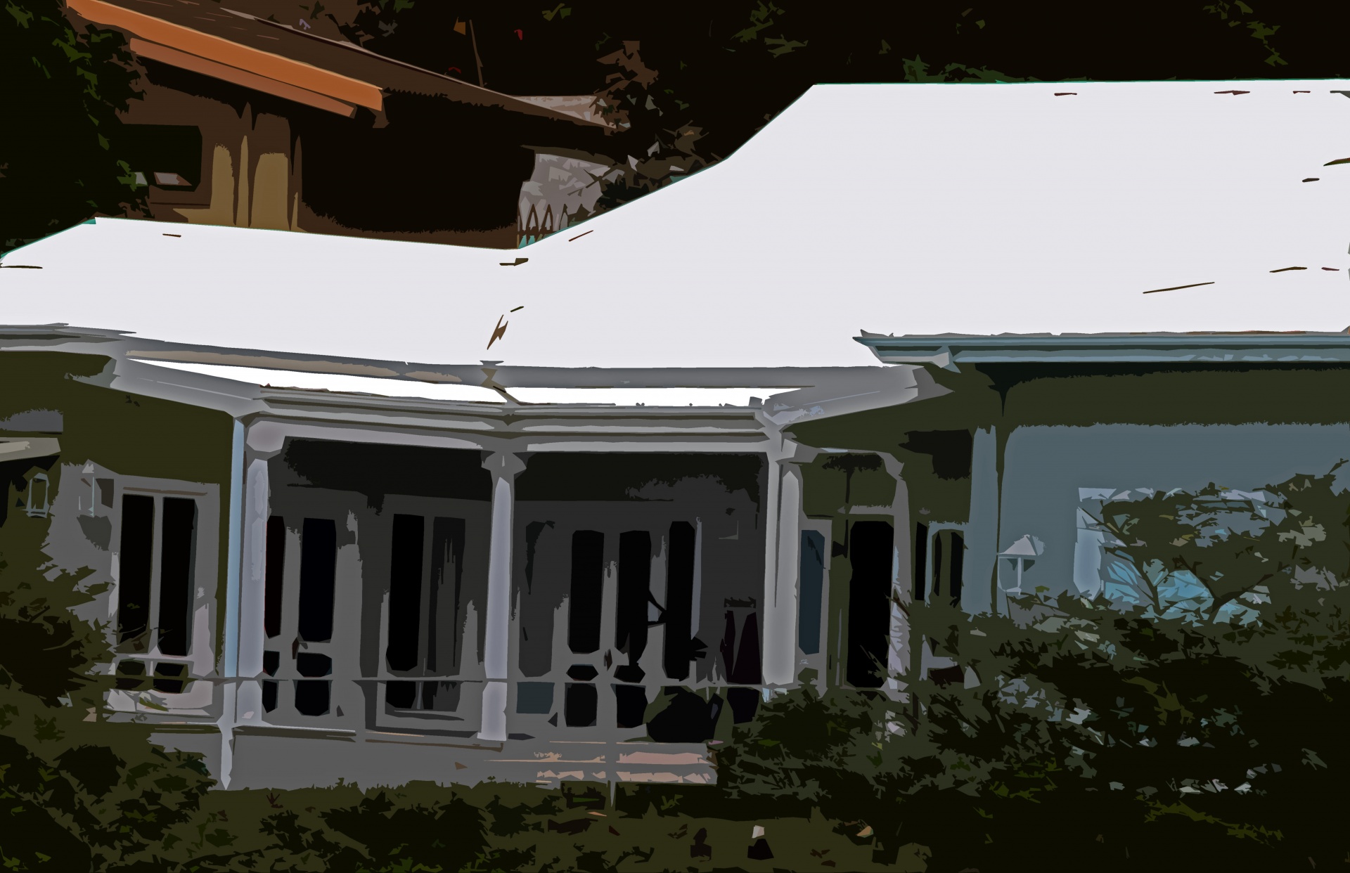 cutout image of house with white roof