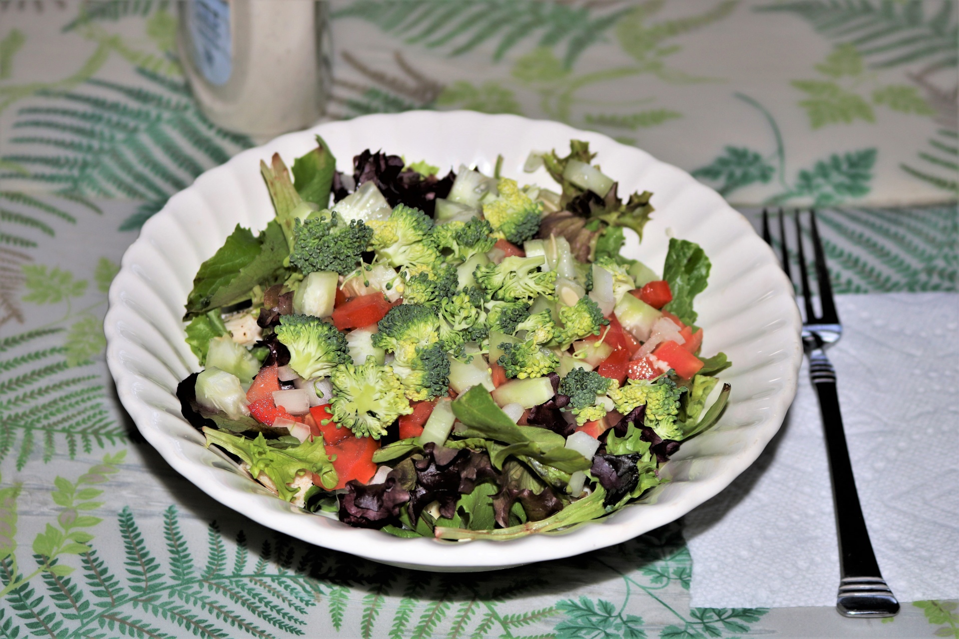 Fresh Vegetable Salad In White Bowl