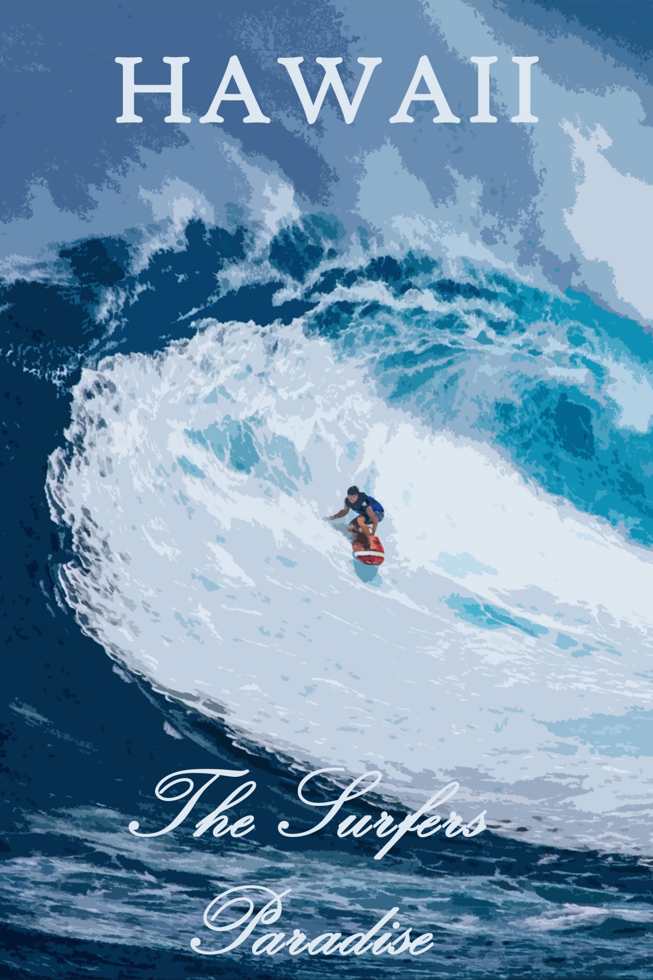 Hawaii Surfer Travel Poster