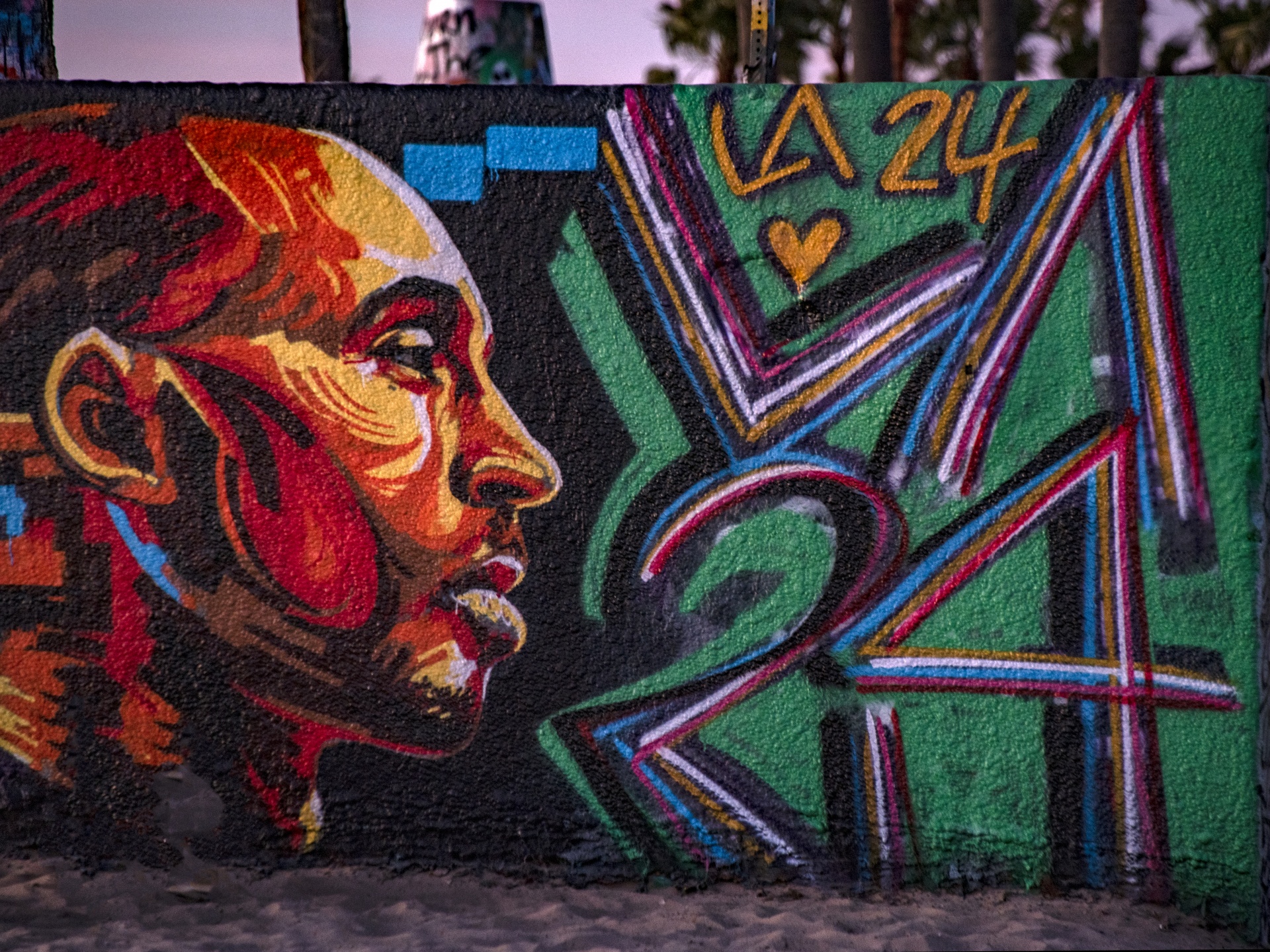 Kobe Bryant mural in Santa Monica, Los Angeles, California. Painted by a fan in graffiti style