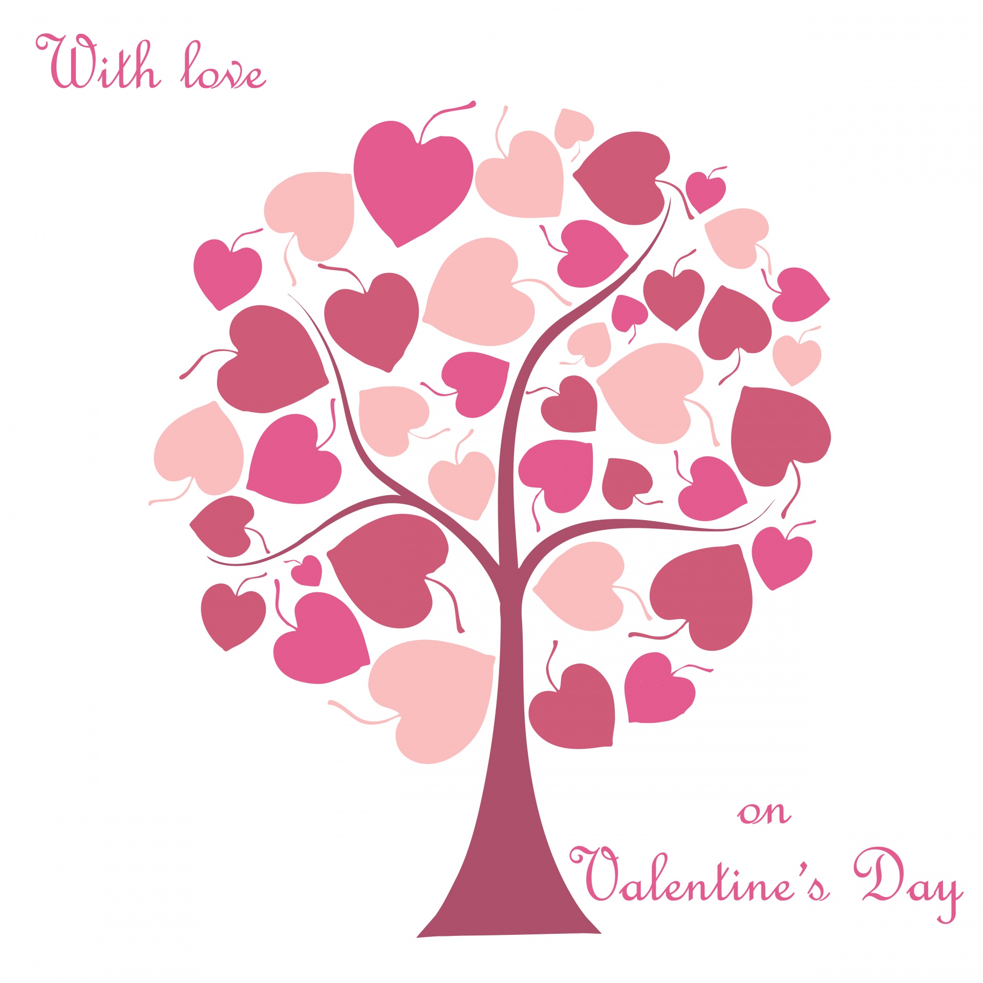 Pink Hearts Tree Valentine