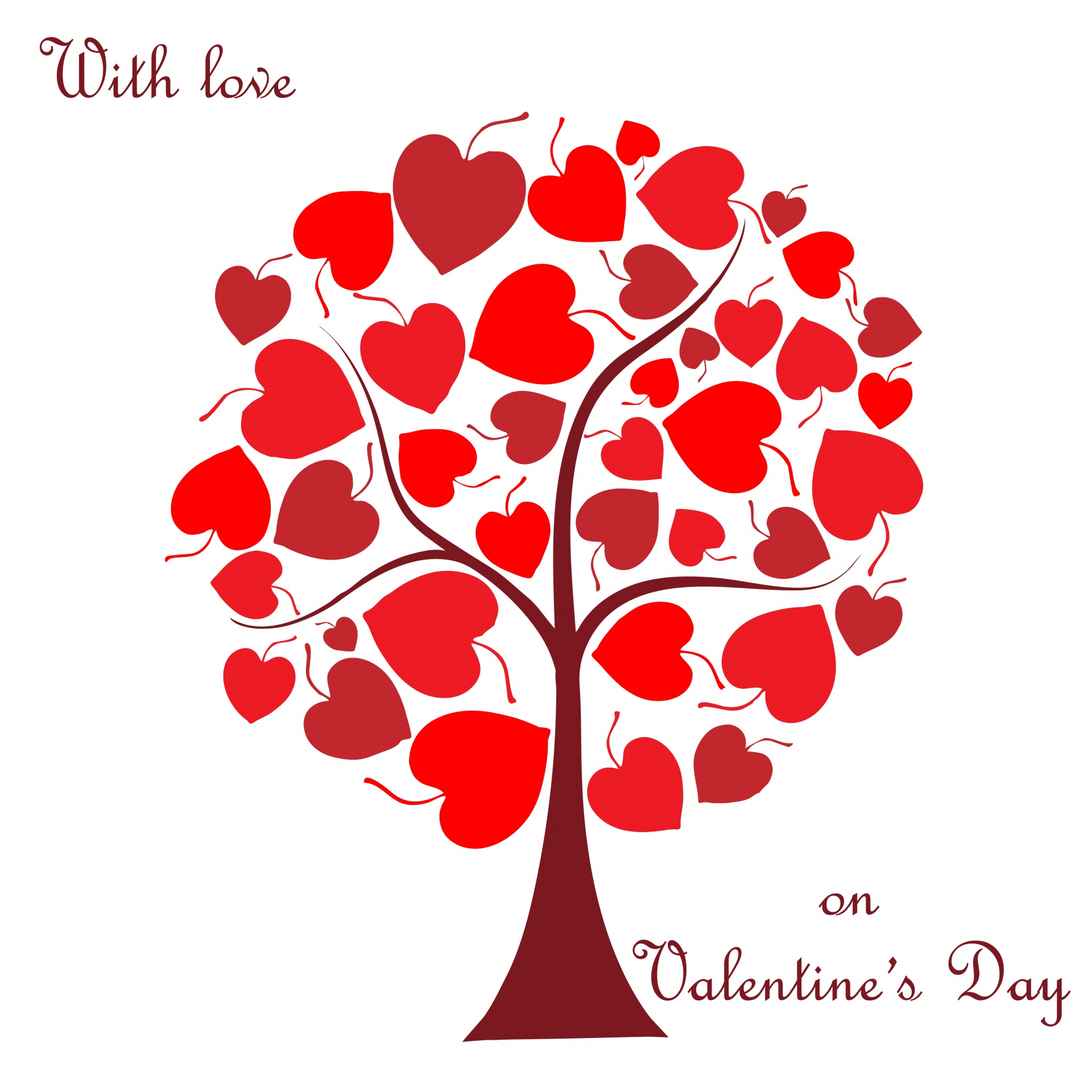 Red Hearts Tree Valentine