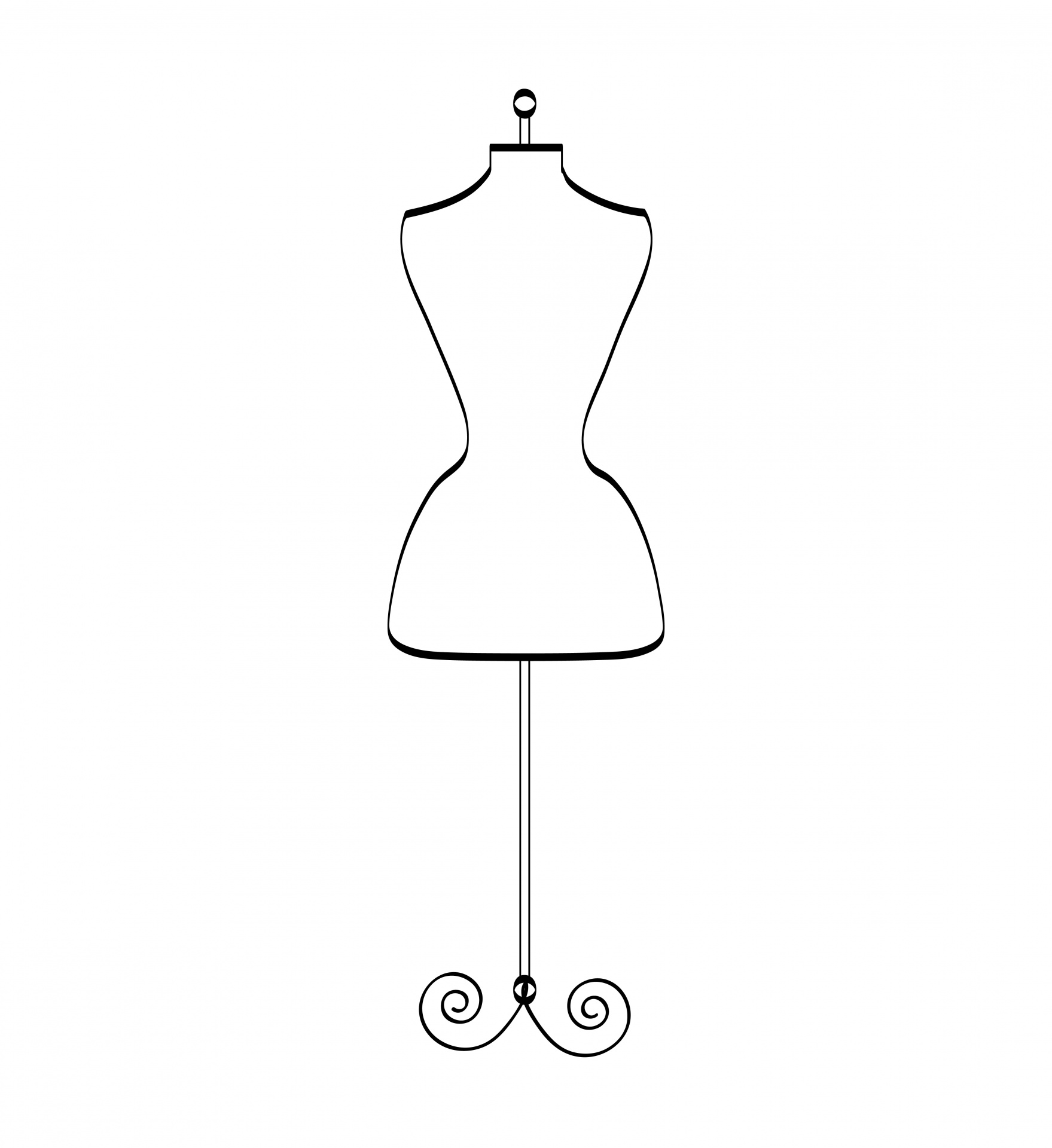 Retro vintage style hand drawn tailors dummy, dress form clipart