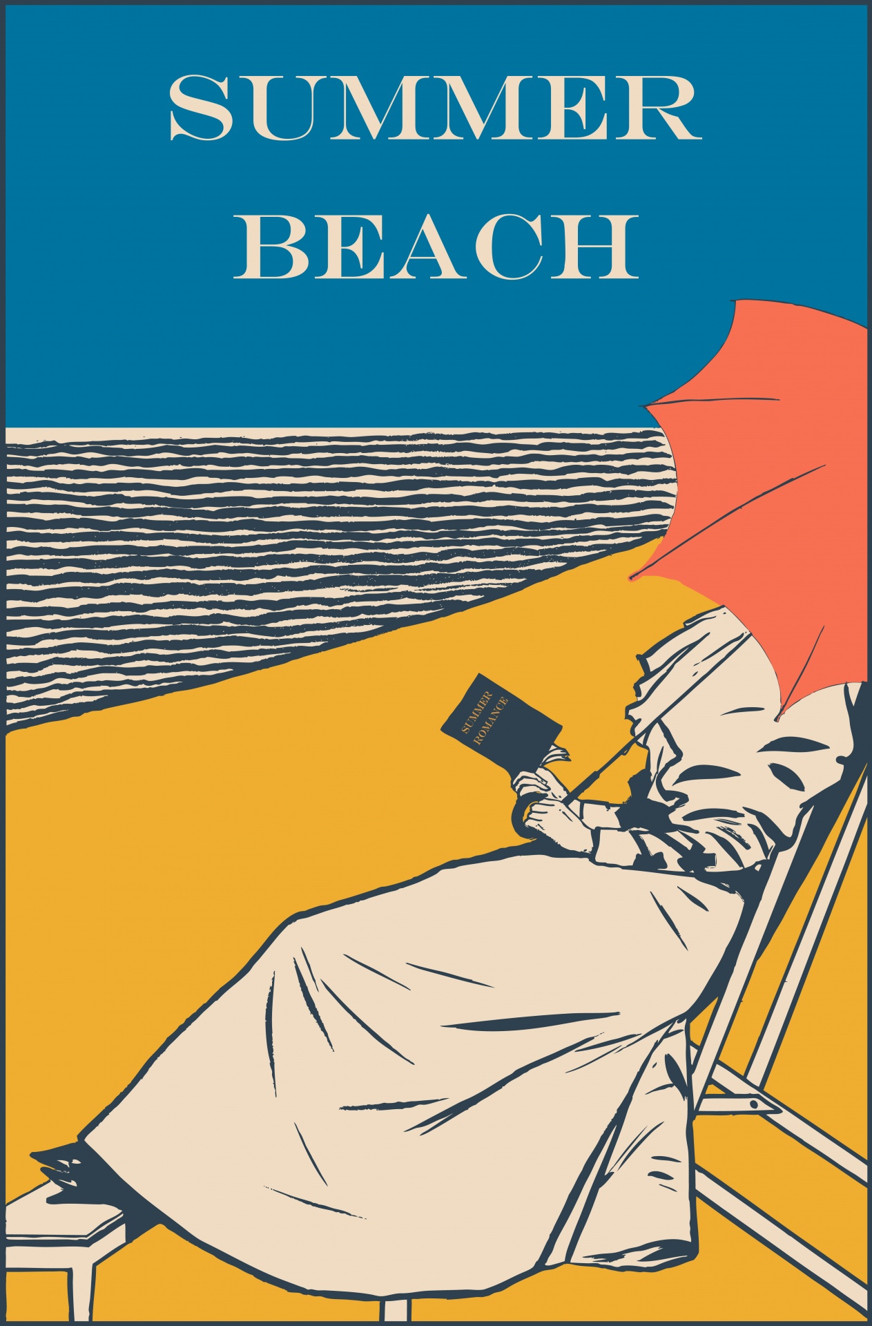 Woman Reading On Beach