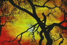 Sunset Tree Vintage Painting