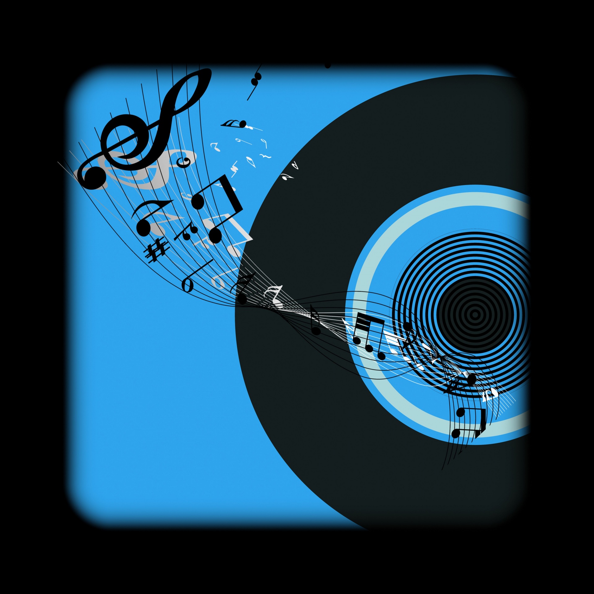 Vinyl Record With Music Notes