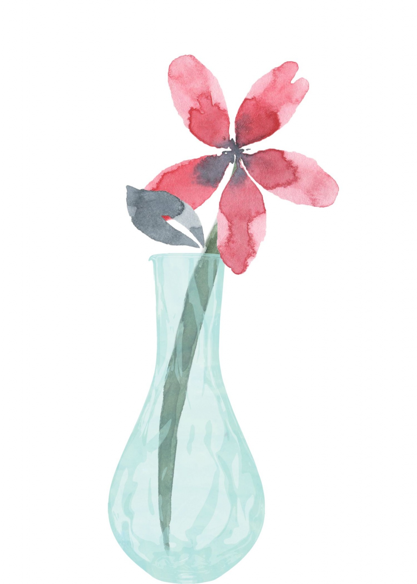 Watercolor Flower In Vase