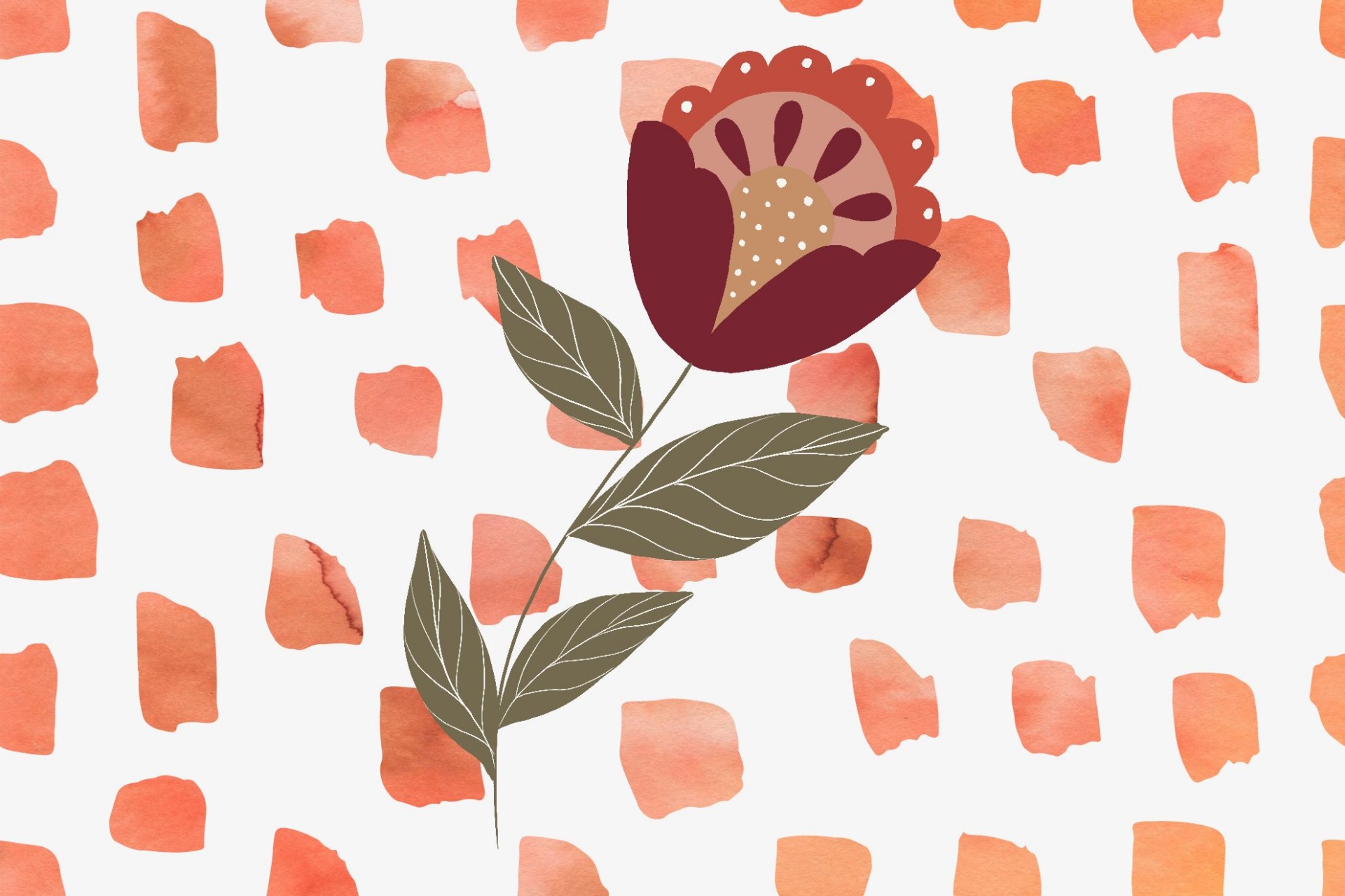 flower drawing on abstract shape background