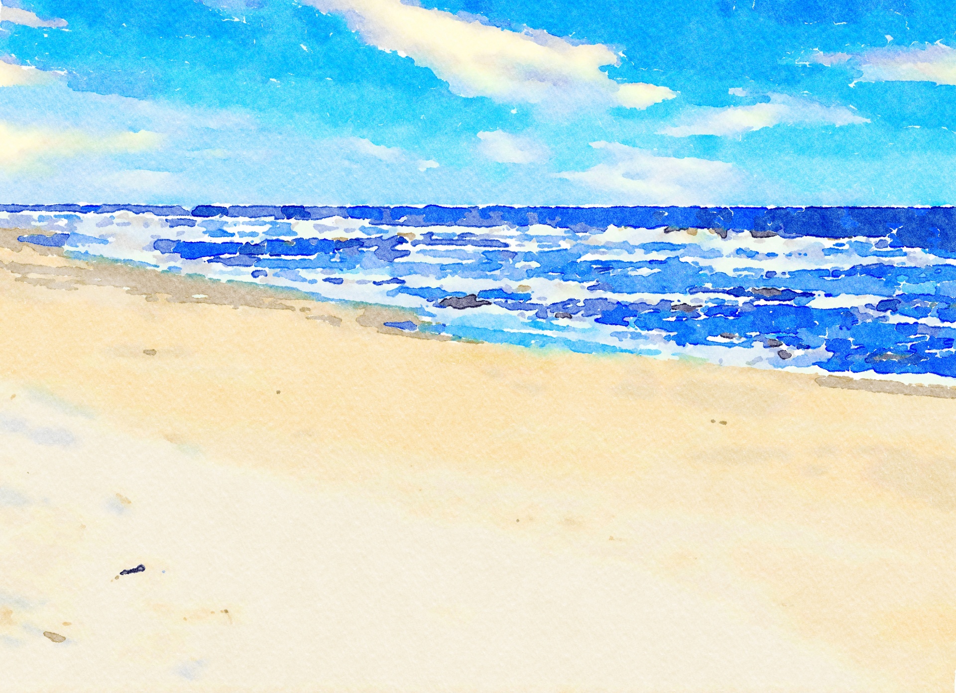 Outer Banks, Ocean painted in Watercolor
