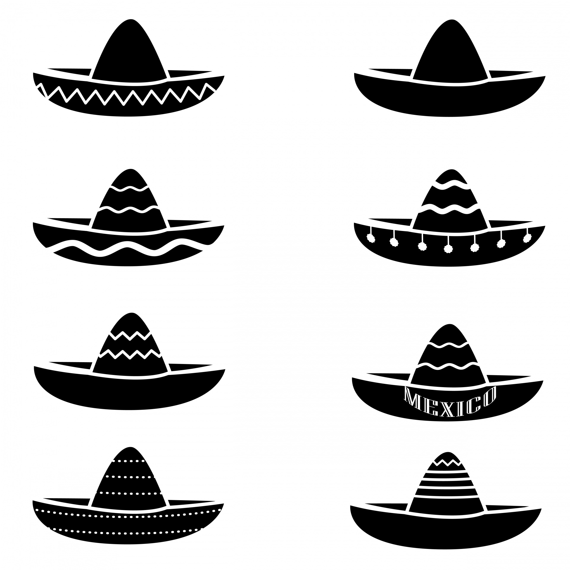 Sombrero Hats Silhouette Set