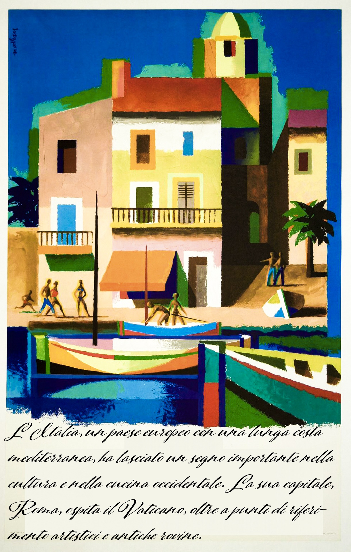 Travel Vintage Poster Italy Bright