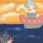 Boat In Ocean Illustration