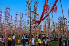 Colorful Tung Flag Festival In Phra That