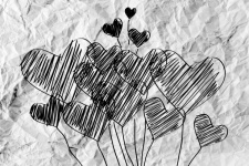Hearts Idea Design On Crumpled Paper