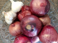 Red Onions Flat Lay View