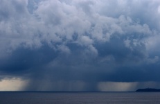Section Of Rain Falling On The Sea