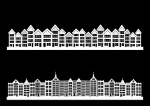 Town Cities Silhouette Icon Set