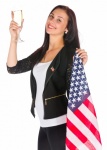 Young Woman With American Flag