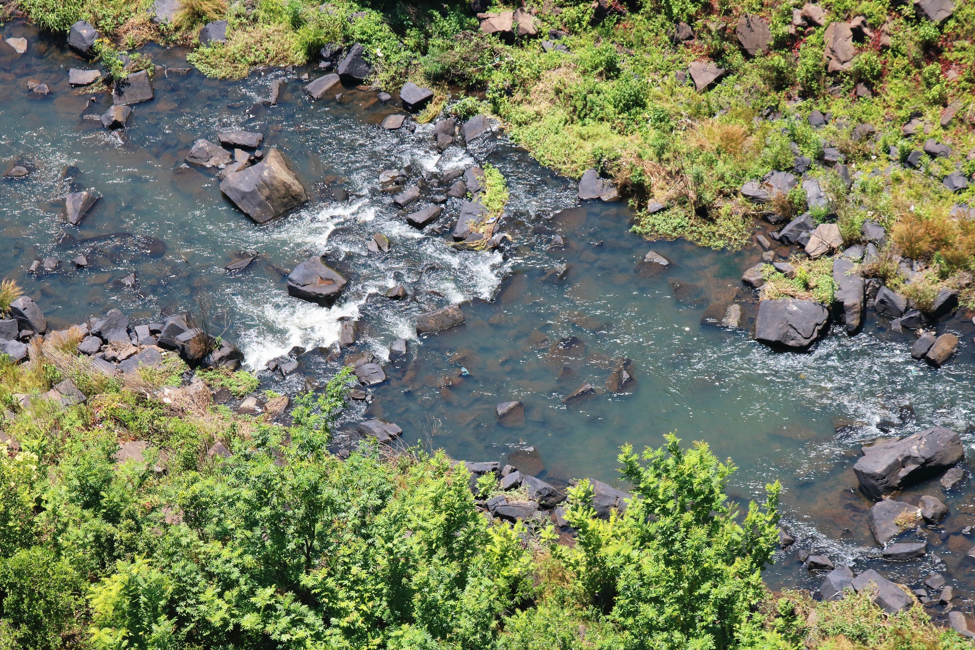 Aerial View Of A Gurgling River