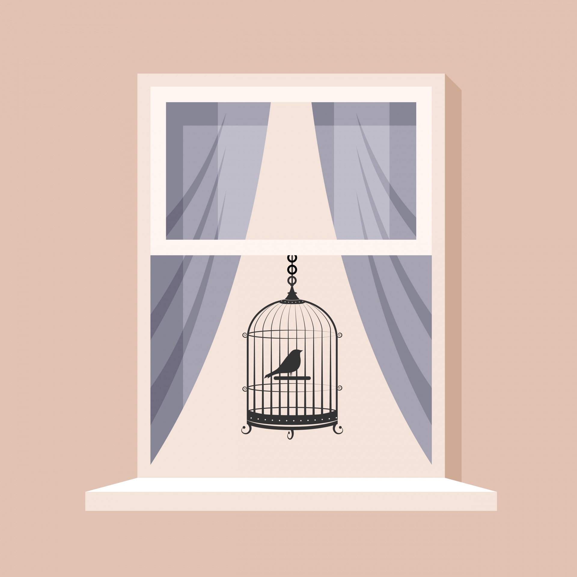 Bird Cage In Window
