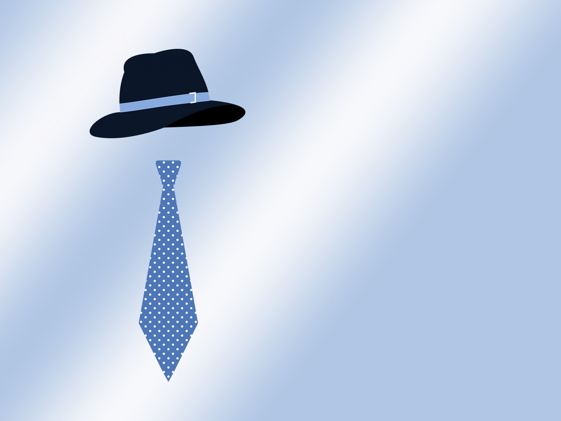 Hat, Fedora Blue Tie