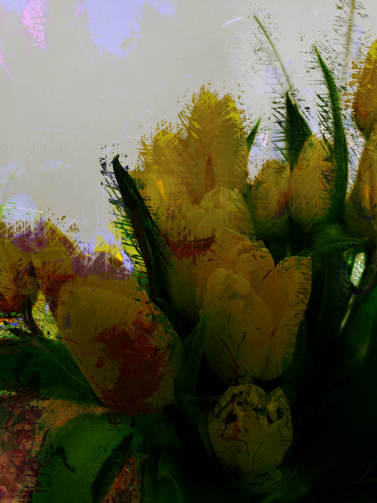 oil painting rendering of tulips