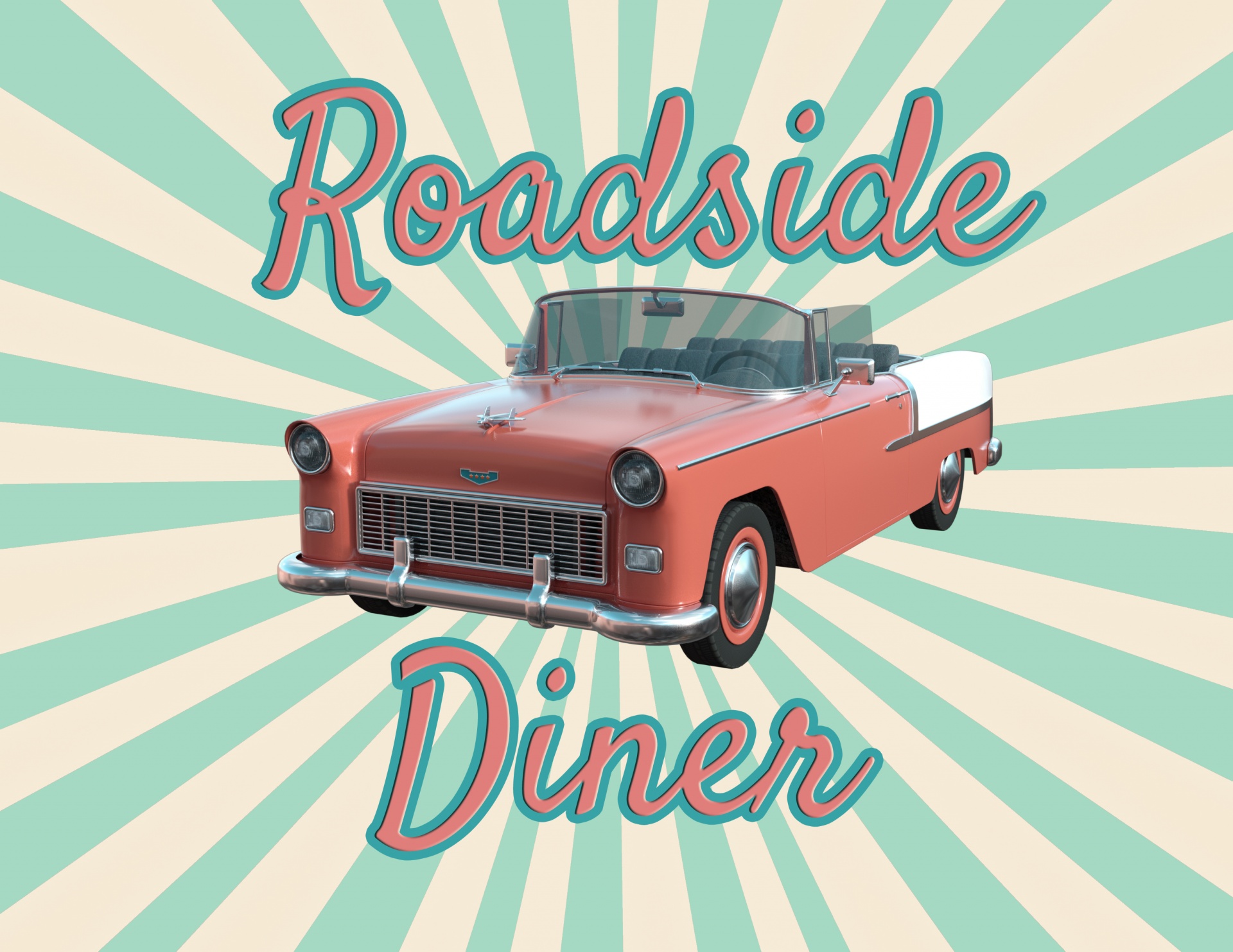 Retro vintage style poster for a roadside cafe