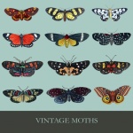 Butterflies, Moths Vintage Art