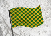 Checkered Flag On Cement Wall Texture