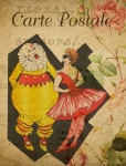 Clown Vintage Floral Postcard