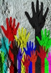 Colorful Silhouette Hands On Cement Wall
