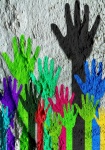 Colorful Silhouette Hands On Cement Wall