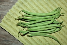 Fresh Green Beans On Wood