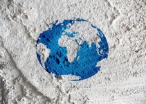 Globe Earth Idea On Cement Wall Texture