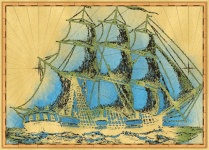Vintage Cartography Sailing Ship