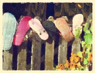 Sandals On A Fence