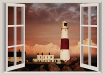 Lighthouse Evening Window View